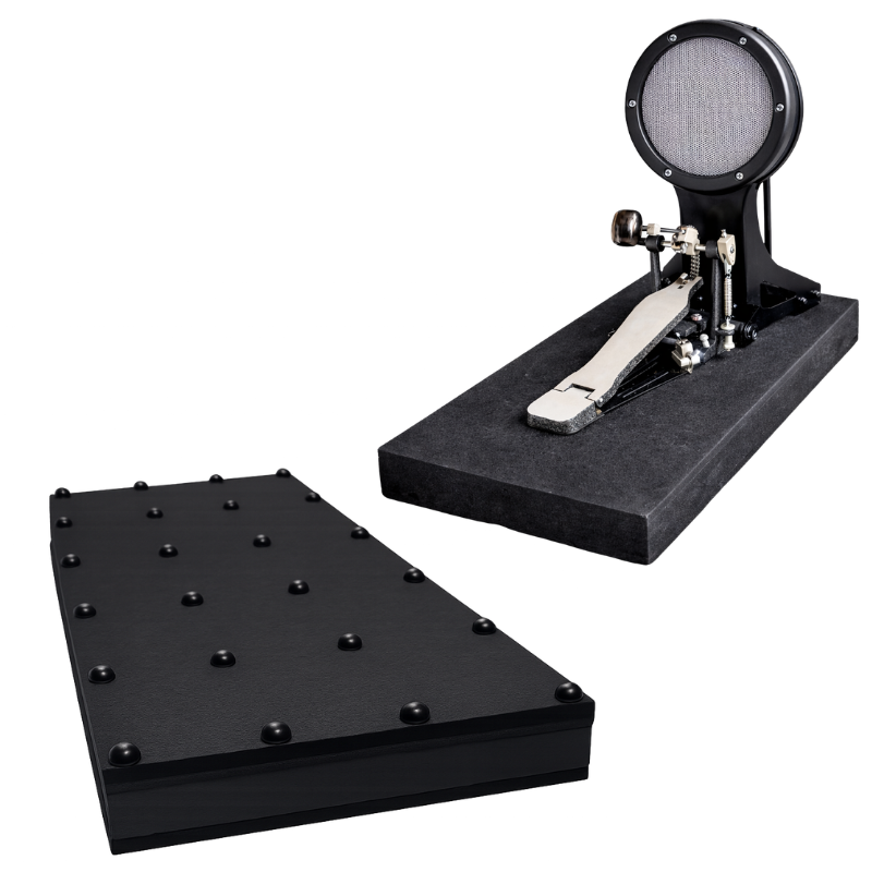 SilentKick Bass Pedal Isolation Pad with kick pedal to reduce electronic drum kick noise