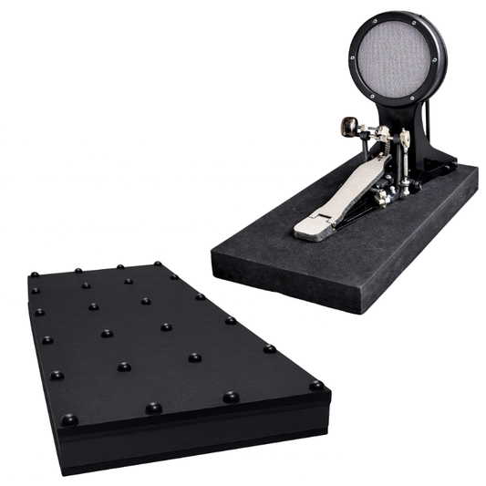 SilentKick Bass Pedal Isolation Pad with kick pedal to reduce electronic drum kick noise