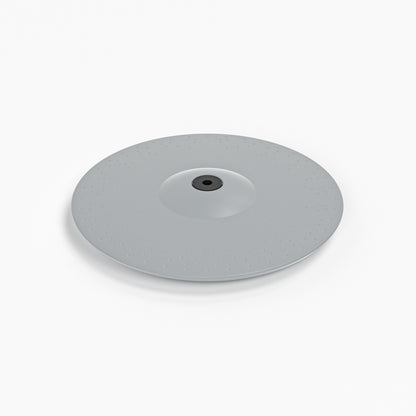 A circular gray textured plate or lid with a small black center hole, shown on a clean white background.