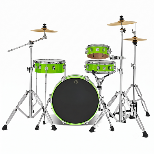 Bright Star Green portable drum set Rabbit Route Kit TDB-270, features a sleek design and sturdy hardware for drummers on the go.