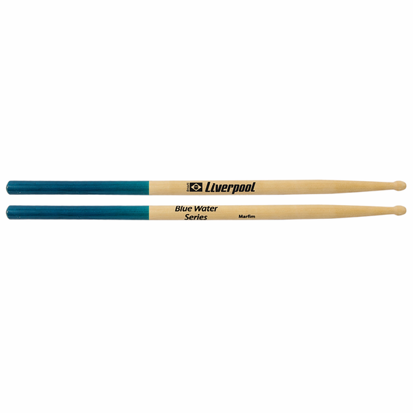 Liverpool 5A drumsticks blue water series, crafted from Marfim wood for durability and performance.