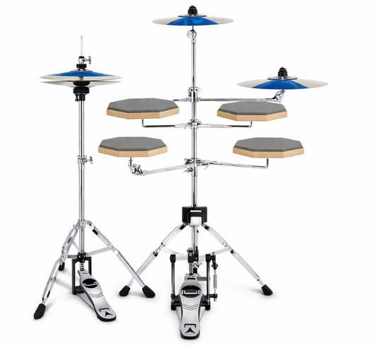 PadFlow Kit – Compact Practice Drum Set with electronic pads and cymbals for realistic drumming experience.