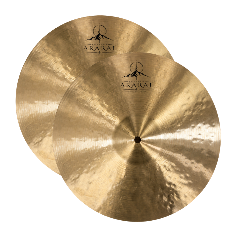 Two gold cymbals with Ararat logo on a white background