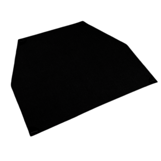 Black hexagonal mat on a white background