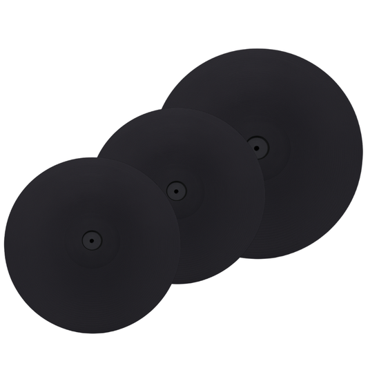 Black Knight Electronic Crash Bundle – Dual-Zone 14" Crash + Two 10" Dual-Zone Splashes in sleek black finish.