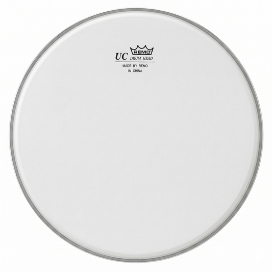 White drum head with Remo logo on a white background